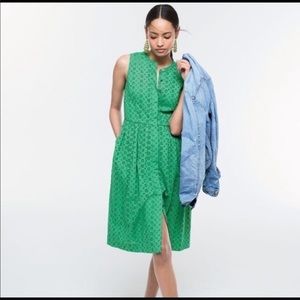 J Crew - Eyelet Button Up Shirt Dress - Green - Size Small